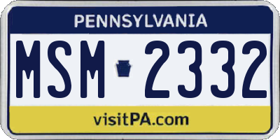 PA license plate MSM2332