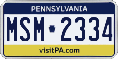 PA license plate MSM2334
