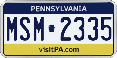 PA license plate MSM2335