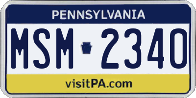 PA license plate MSM2340