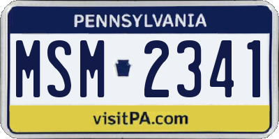 PA license plate MSM2341