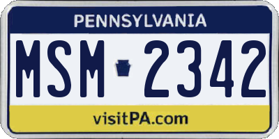 PA license plate MSM2342