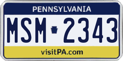 PA license plate MSM2343