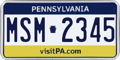 PA license plate MSM2345