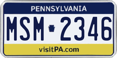 PA license plate MSM2346