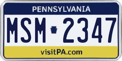 PA license plate MSM2347