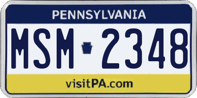 PA license plate MSM2348