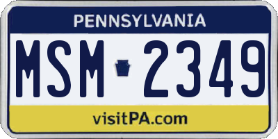 PA license plate MSM2349