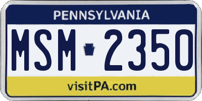 PA license plate MSM2350