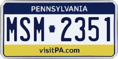 PA license plate MSM2351