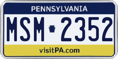 PA license plate MSM2352