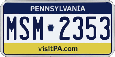 PA license plate MSM2353