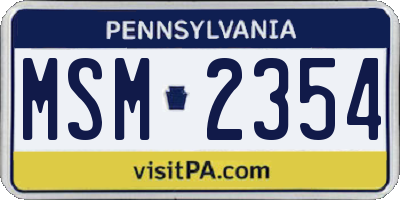 PA license plate MSM2354