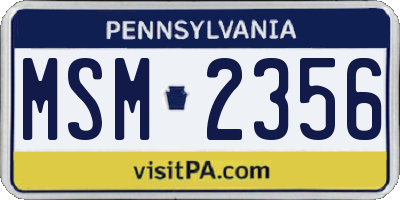 PA license plate MSM2356