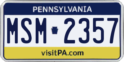 PA license plate MSM2357