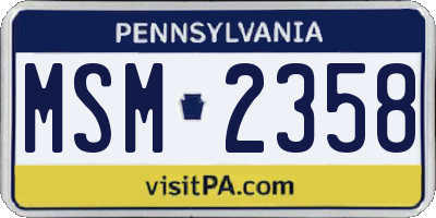 PA license plate MSM2358