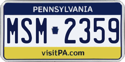 PA license plate MSM2359