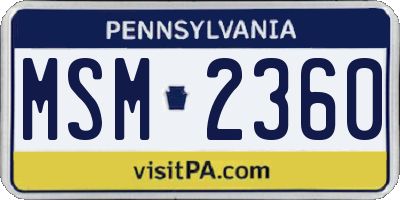 PA license plate MSM2360
