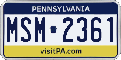 PA license plate MSM2361