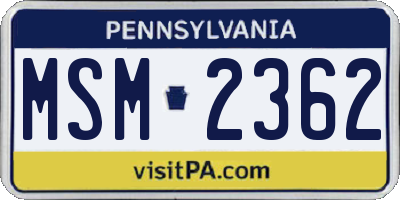 PA license plate MSM2362