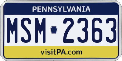 PA license plate MSM2363