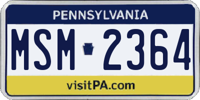 PA license plate MSM2364