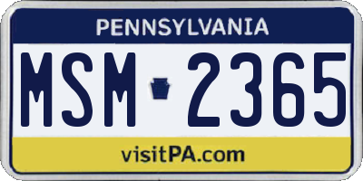 PA license plate MSM2365