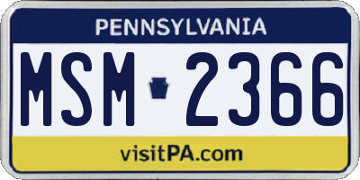 PA license plate MSM2366
