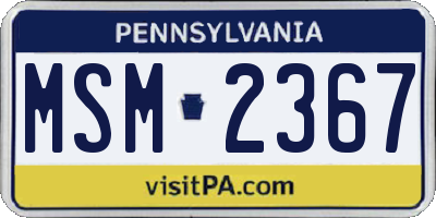 PA license plate MSM2367