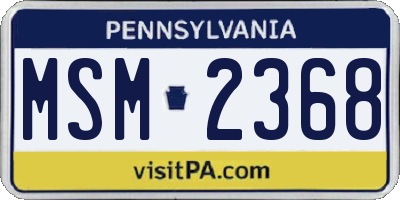 PA license plate MSM2368