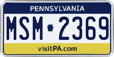 PA license plate MSM2369