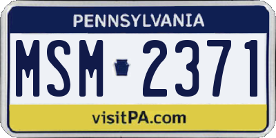 PA license plate MSM2371
