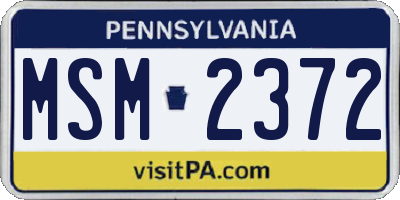 PA license plate MSM2372