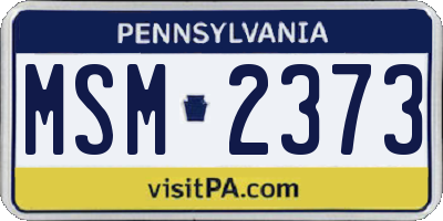 PA license plate MSM2373