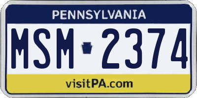 PA license plate MSM2374