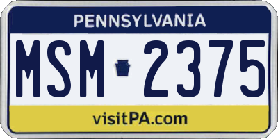 PA license plate MSM2375