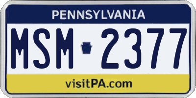 PA license plate MSM2377
