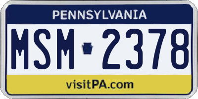 PA license plate MSM2378