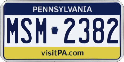 PA license plate MSM2382