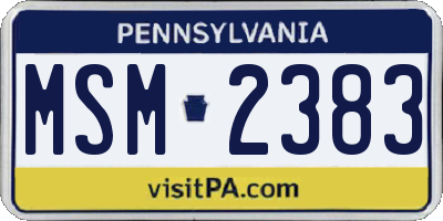 PA license plate MSM2383