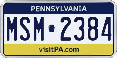 PA license plate MSM2384