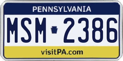 PA license plate MSM2386