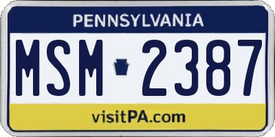 PA license plate MSM2387