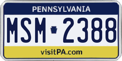 PA license plate MSM2388