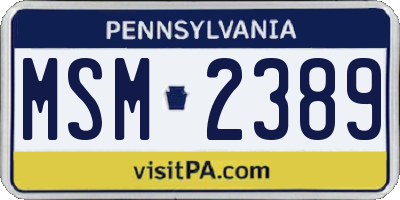 PA license plate MSM2389