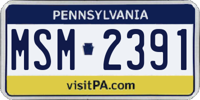 PA license plate MSM2391