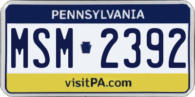 PA license plate MSM2392