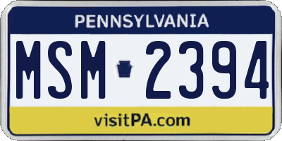 PA license plate MSM2394