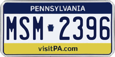 PA license plate MSM2396