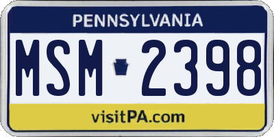 PA license plate MSM2398